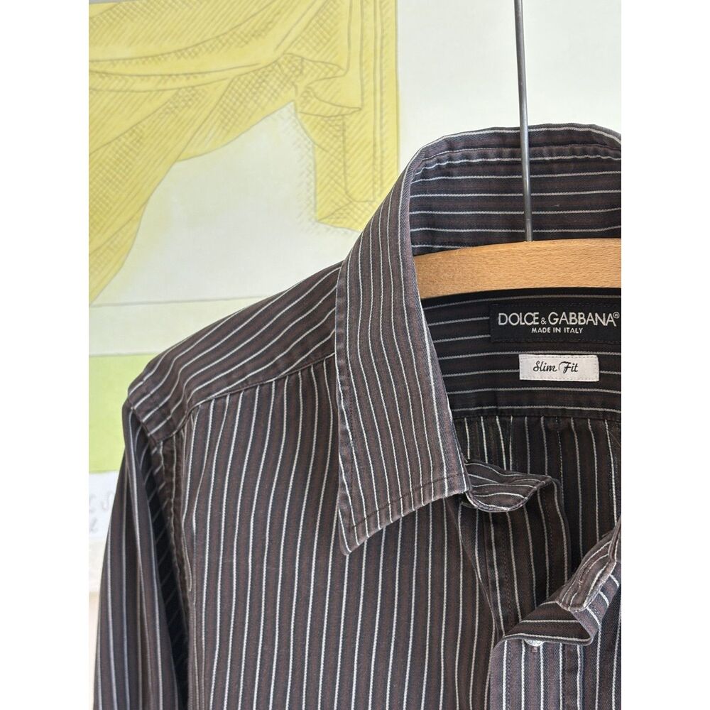 Vintage Dolce & Gabbana Cropped Oxford Pinstripe Button Down Shirt Fitted Y2K - Picture 2 of 9
